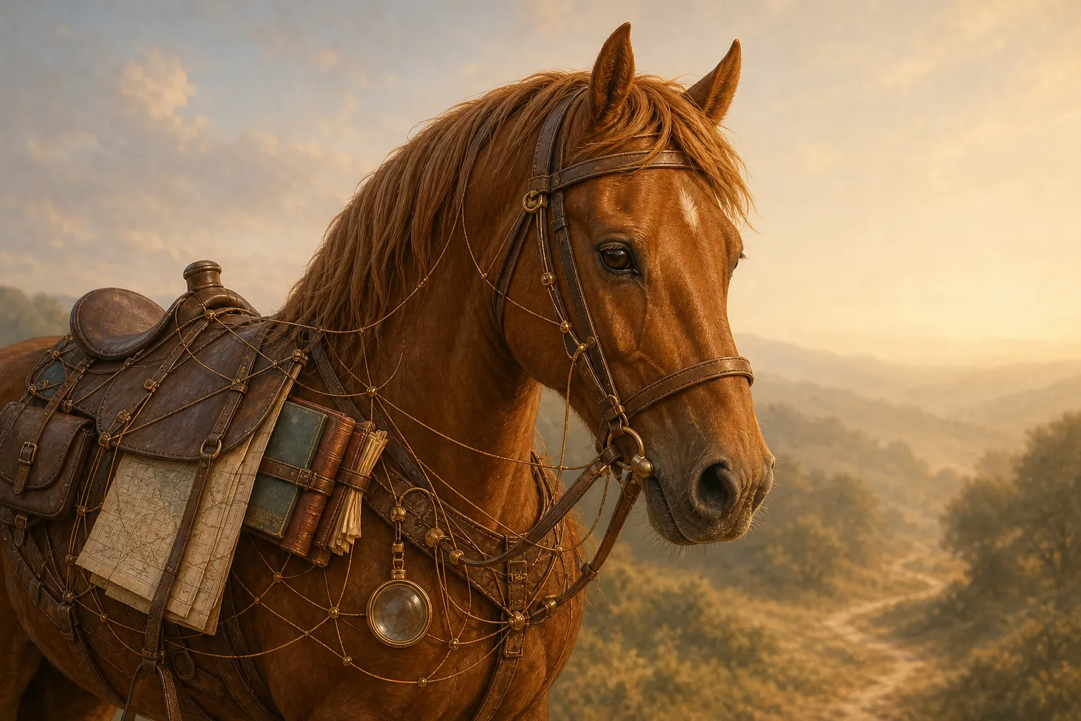 Un cavallo completamente bardato