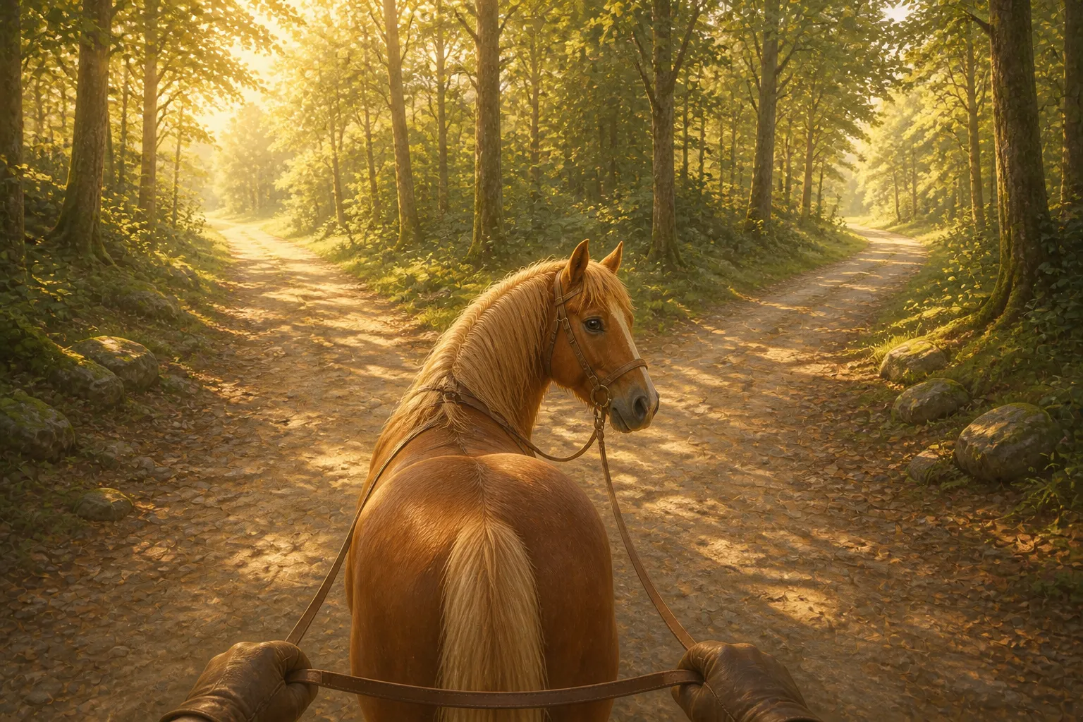 Il cavallo di fronte a un bivio si ferma e chiede